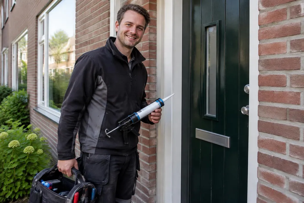 Kitbedrijf Almere craftsman at the front door of a home